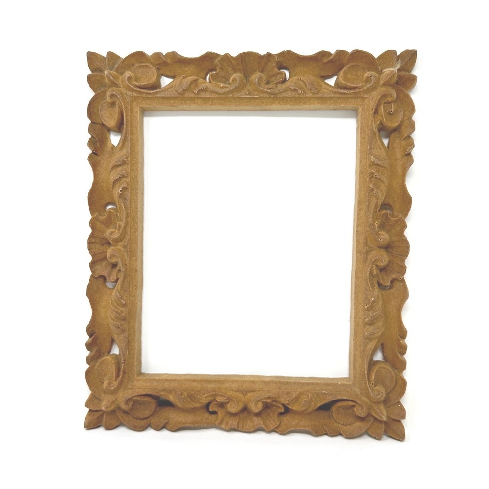 Vintage Ornate Baroque Style Scrollwork Picture Frame Brown Resin 10.5x12.5